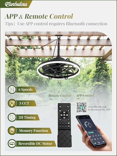 Outdoor Ceiling Fans with Light for Patios, 20" Weatherproof Plug in Ceiling Fan, Gazebo Fan Remote&APP Control, 3CCT Dimmable,Caged Ceiling Fan with Hanging Hook for Porch, Pergola,Canopy