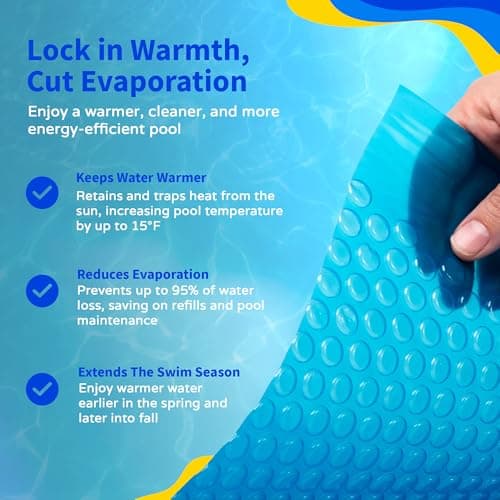 Blue Wave 16-ft x 32-ft Rectangular Pool Solar Blanket - 12-mil Solar Pool Cover with Thermal Bubbles to Retain Heat and Reduce Evaporation – Fade Resistant Pool Solar Cover for Inground Pool - Blue