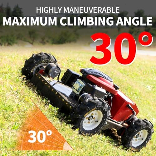 Remote Mower, Remote Control Lawn Mower, Small Crawler Oil-Electric Hybrid Four-Wheel Drive Lawn Mowing and Weed Whacker, All Terrain Grass Cutter Yard Mower, 30° Climbing (SKD-196-EASY)