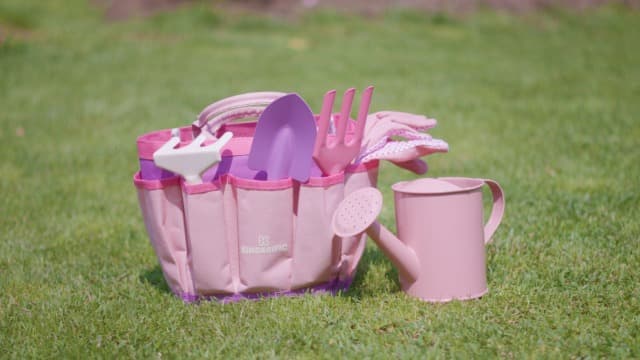 Gardening Set, Tool Kit, for Kids, STEM, Includes Tote Bag, Spade, Watering Can, Rake, Fork, Trowel and Gloves (Sunshine)