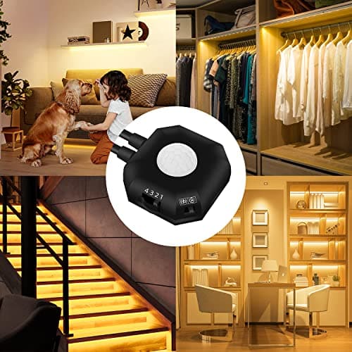 HOUHUI 9.84ft Motion Activated LED Strip Lights, Warm White, Non-Waterproof, USB Powered, with Motion Sensor and Automatic Shut-Off Timer