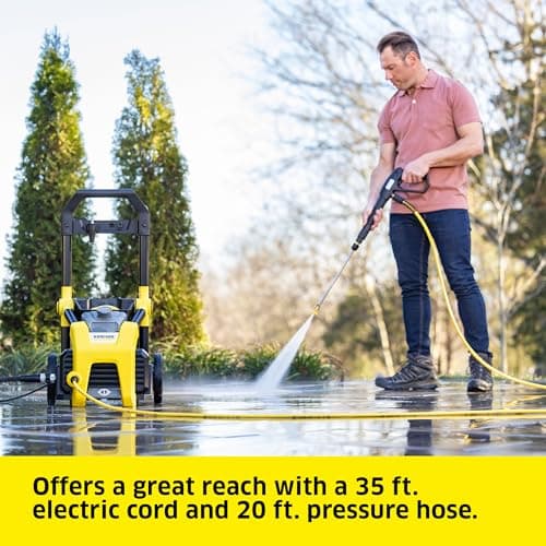 Kärcher Pressure Washer K1900PS, Max 2375 PSI, 3 Spray Nozzles, Detergent Tank, For Cars, Driveways, Siding, Patios, 1.46 max. GPM