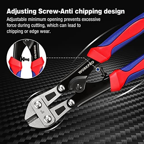 WORKPRO Mini Bolt Cutter 8-inch, Spring Loaded Small Heavy Duty Wire Cable Cutter, Snips Clippers with Soft Anti-Slip Handle