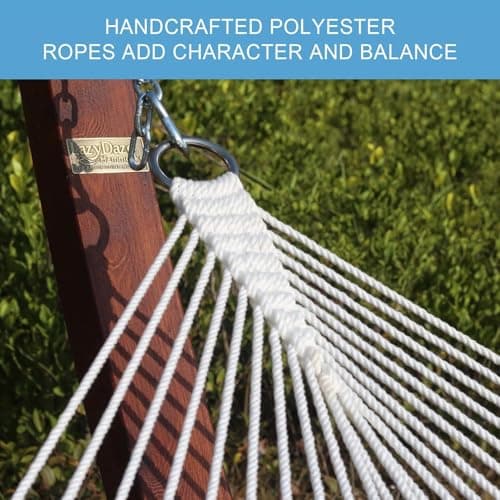 Lazy Daze Hammocks 12 FT Double Quilted Fabric Hammock with Spreader Bars and Detachable Pillow, 2 Person Hammock for Outdoor Patio Backyard Poolside, 450 LBS Weight Capacity, Natural