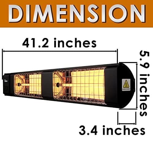 10,260 BTU Infrared Heater, Indoor and Outdoor Heater for Patio, Garage, Commercial & Residential, 3000W, 220-240V with Remote, Black