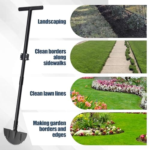 Professional Edger Lawn Tool – 36 inch Heavy Duty Stainless Steel Weed Cutter Tool with Ergonomic Metal Handle – Perfect for Garden, Yard Landscaping, and Turf Trimming, Black