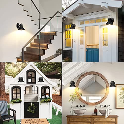Brightever Outdoor Lanterns, 2-Pack Exterior Light Fixtures, Waterproof Anti-Rust Black Wall Mount Lights, Small E26 Socket Outside Lights for House, Front Porch, Playhouse, Garage