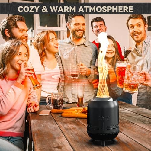 ONLYFIRE OUTDOOR LIVING Tabletop Fireplace with Unique Flame, Portable Fire Pit with Storage Bag for Camping Tailgating Patio Backyard Bonfire, Smokeless Wood Burning Mini Camp Stove 9.5", FP055 Black