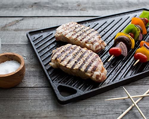 Lodge LDP3 Cast Iron Rectangular Reversible Grill/Griddle, 9.5-inch x 16.75-inch, Black