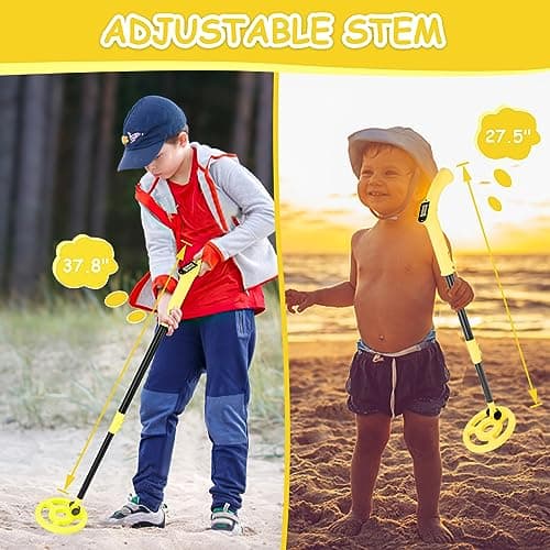 OMMO Metal Detector, Adjustable 27.5”-37.8” Metal Detector for Kids with Intuitive LCD Display, Lightweight Kids Metal Detectors with 6” Search Coil for Exploration Outdoor