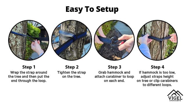 Vigel Camping Hammock - XL Double Hammock 500 Lb Capacity - Nylon - 2 Person Portable Tree Hammock - Camping Accessories for Outdoor, Travel, Hiking
