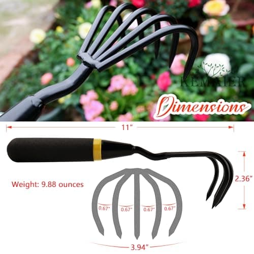 Garden Tool Set - Featuring a Heavy-Duty Stainless Steel Hand Cultivator, Transplant Shovel, Trowel, Crack Weeder, and Dandelion Weeder - The Ultimate, Unbreakable Gardening Gift