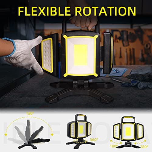 Yzoni Magnetic Light, Portable LED Work Light with 5 Light Modes, Magnetic Base Rechargeable Battery Operated COB Flashlight, Hold to Dim Flood Light for Car Repairing, Camping