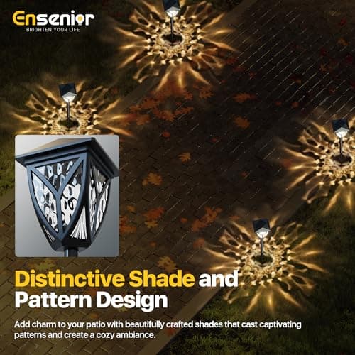 Ensenior 8-Pack Solar Lights Outdoor, 3000K LED Solar Garden Lights for Pathway, Yard, Patio, Walkway, Planter, Waterproof, Energy-Efficient Landscape Lighting