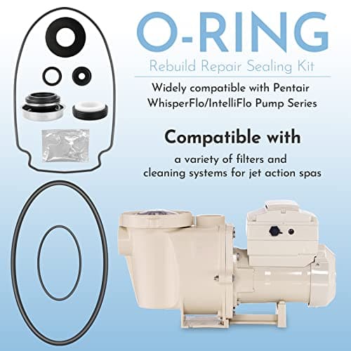 O-Ring Rebuild Repair Kit, for Pentair WhisperFlo/IntelliFlo Pool Pump Seal Gasket, Drain Plug/Lid/Diffuser O-Rings, Impeller Gasket, PS-1000 Shaft Seal, Fits Pumps Built 2-1-2008 and Later Series
