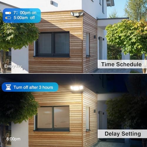 Onforu 100W Smart LED Security Flood Lights Outdoor, 9000LM Brightness Adjustable, WiFi Alexa Flood Light APP Control Tunable 2700K-6500K, Exterior Floodlight with 3 Adjustable Heads for Yard Garage
