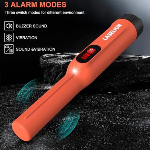 Metal Detector Pinpointer, Handheld Pin Pointer Wand Professional IP68 Fully Waterproof 360°Detection, Search Treasure Pinpointing Finder Probe with 9V Battery for Adults, Kids - Orange-MD01
