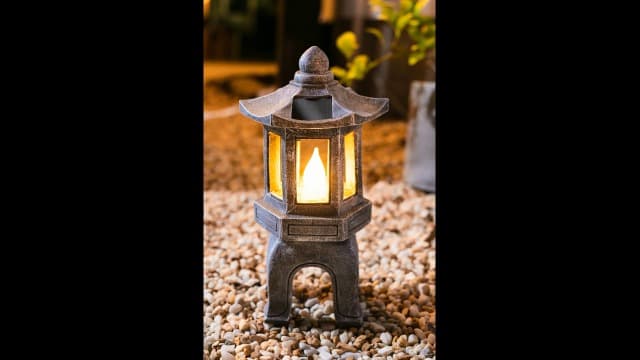 VP Home Solar-Powered Pagoda Garden Statues - Japanese Zen Lantern Outdoor Decor with Flickering LED Light - Durable Polyresin for Yard, Patio, or Garden - 12 x 7 x 6 Inches (Zen Garden Pagoda)