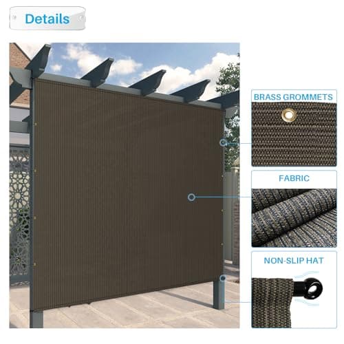 Patio Paradise 10' x 12' Pergola Canopy Replacement Cover Shade Cloth with Grommets Weighted Rods Outdoor Sun Shade Screen UV Block for Gazebo Backyard Deck Porch Balcony, Brown