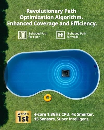 Beatbot AquaSense Cordless Robotic Pool Vacuum Cleaner - Intelligent Path Opimization, Cleans Floor, Walls, and Waterline - Suitable for Above & In-Ground Pools up to 2,260 sq.ft. - Silver
