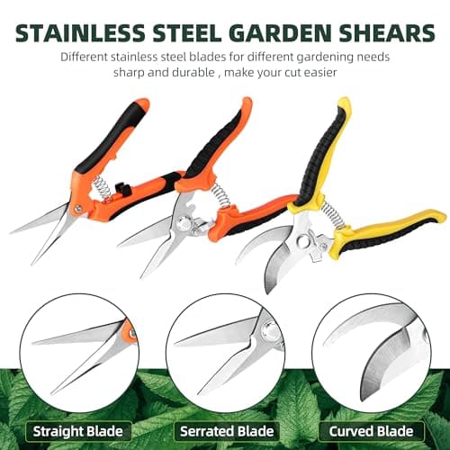 3-Pack Stainless Steel Pruning Shears, Pruning Snips and Clippers for Gardening