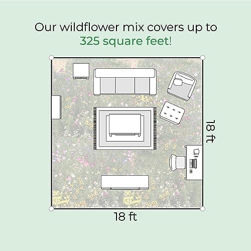 Drought Tolerant Wildflower Seed Mix, Covers 325 Sq Ft, 15 Flower Varieties, Over 67,000 Seeds, Created By Nature