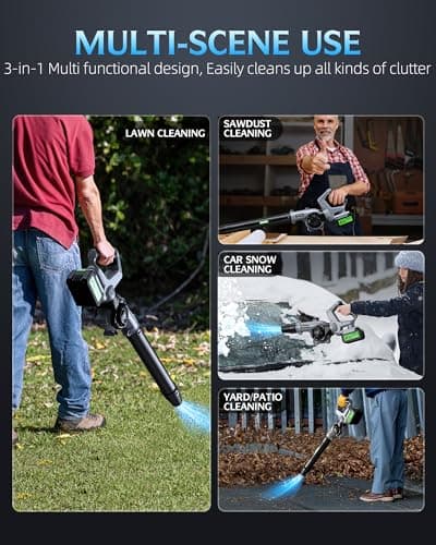 Leaf Blower - 700000RPM Cordless Electric Blower - 2 X 4.0Ah Batteries and Charger - 3 Speed Mode - 21V Lightweight Leaf Blower for Patio Cleaning, Lawn Care