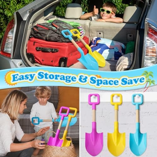 Beach Sand Toys 16" Shovels for Kids Adults, 16 Inch Spade Scoop Gardening Tools, Sandbox Kit Wood Handle Spade for Garden Outdoor Snow Backyard Summer 3 Gift Pack Pink Yellow Blue