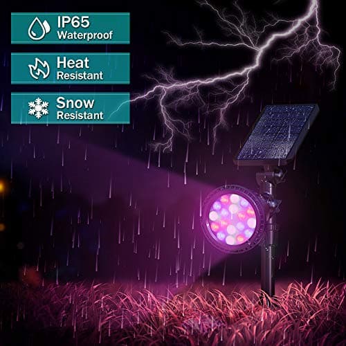 Solar Outdoor Lights, 9 Modes Color Changing 18 LED Solar Spot Lights Outdoor Waterproof Spotlight Landscape Light Solar Powered for Garden Yard Tree Flag Patio Christmas Halloween(2 Pack)