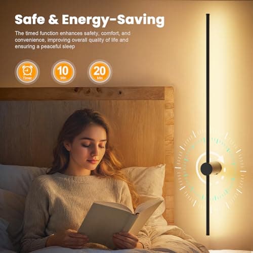 NIORSUN 40 Inch Battery Operated Wall Sconce Set of 2,Black Minimalist Rechargeable LED Wall Lights with Remote, 18 Colors Dimmable Wireless Wall Lamp for Living Room Bedroom Hallway