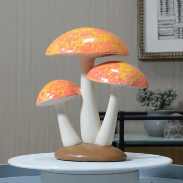 SEINHIJO Mushroom Decor Sculpture Garden Gifts Statue Outdoor Fairy Figurine Modern Patio Arts Polyresin 7.9inch