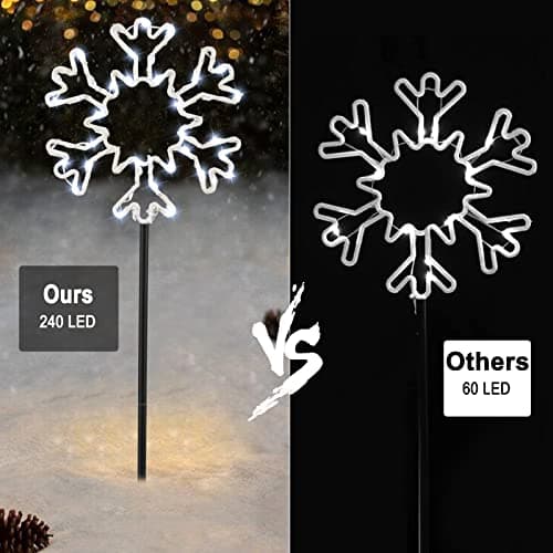 Snowflakes Christmas Pathway Lights Outdoor, 10 Large Snowflakes Christmas Decorations Outdoor Yard, Pathway Marker Stake Lights for Patio Ground Path Sidewalk Walkway Driveway