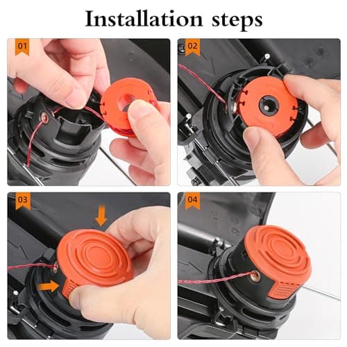 YMHB Trimmer Spool Line for Worx,12 Pack WA0010 Edger Spools Replacement for Worx, Trimmer Line Refills 0.065 inch for Worx, Suitable for Worx String Trimmers(10 Grass Trimmer Line, 2 Trimmer Cap)