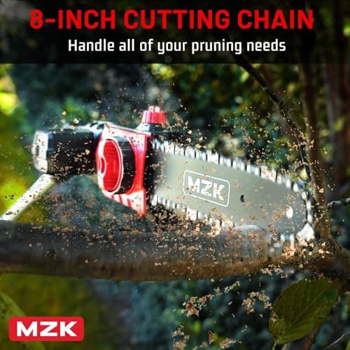 MZK 8'' Cordless Pole Saw, 4AH Battery Powered Pole Saws, 13-Foot Reach Chain Saw for Tree Trimming with Oiling System, 20V Electric Pole Chainsaw, Multi-Angle Head(Battery and Fast Charger Included)