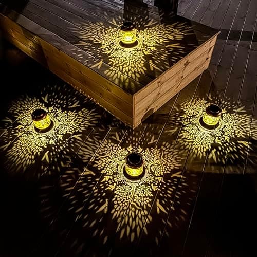 2 Pack Tree of Life Outdoor Solar Hanging Lanterns Waterproof LED Solar Lights Metal Decorative Lanterns for Garden, Patio, Courtyard, Backyard, Yard Decor Unique Tree of Life Gifts for Women