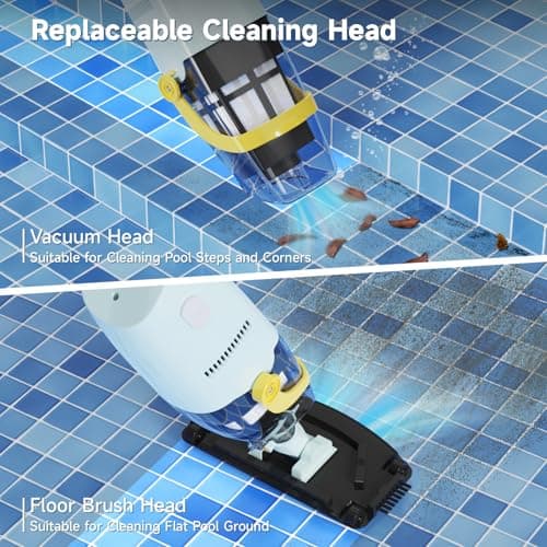 (2025 Upgraded) Cordless Handheld Pool Vacuum, Rechargeable Pool Cleaner with Telescopic Pole and Fine-Sponge, Powerful Suction, Ideal for Above & In-Ground Pools, Spas, Hot Tubs, Yellow