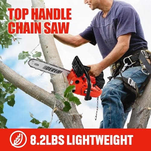 12 Inch Gas Chainsaw, 25.4CC 2-Stroke Top Handle Gas Powered Chainsaw Petrol Handheld Cordless Chain Saw for Tree Wood Cutting