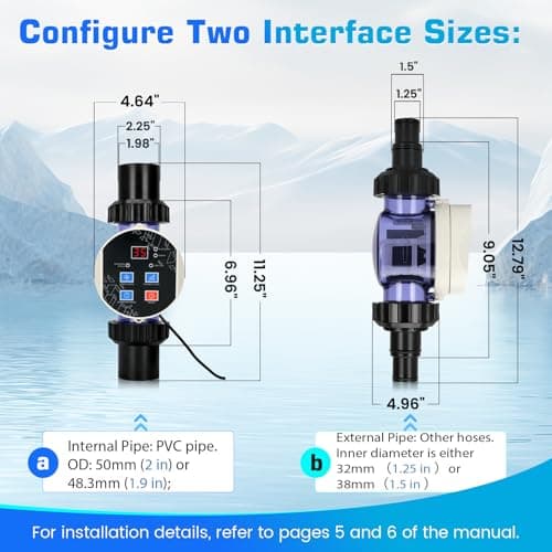 Smart Saltwater Pool Chlorinator System for Up to 12,000 Gallons, Chlorine Generator With App Remote Control, Salt Generating System With Digital Panel