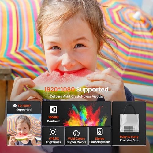 [Two-Way Bluetooth 5.2] Mini Portable Projector 4K 1080P Supported Projection, Tecaki Movie Projector with 180°Rotatable Stand Auto Keystone Correction Long Lens Life for Home Theater, Outdoor Party