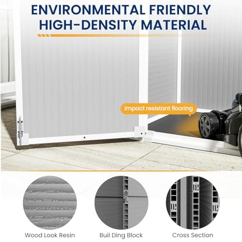 Amopatio 41 Cu Ft Horizontal Outdoor Storage Shed, Resin Trash Can Storage,Resin Shed for Garden Tools, Lawn Mowers, Garbage Cans, Patio Use, Grey