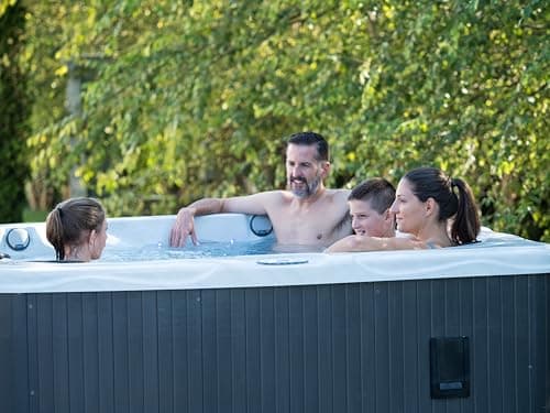 Hudson Bay HB34 6-Person Hot Tub with 34 Therapy Jets and Digital Controls – Sterling Acrylic Interior and Mocha Exterior Cabinet - Ideal for Backyard Relaxation and Hydrotherapy