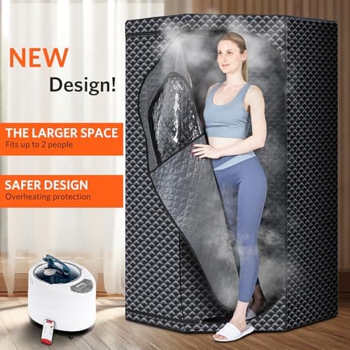 Sauna Box, Portable Steam Tent for Home Detox and Relaxation, Includes 3L Steamer, Remote Controller, Folding Chair, Adjustable Timer 1-60 Min, Large Size
