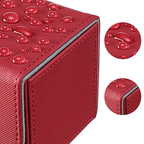 Yookeer 6 Pack Leather Deck Cases 100+ Card Deck Game Box Magnetic Playing Card Storage Box for 100 Plus Cards Compatible with Tcg(White,Black,Red,Yellow,Purple,Horizontal)