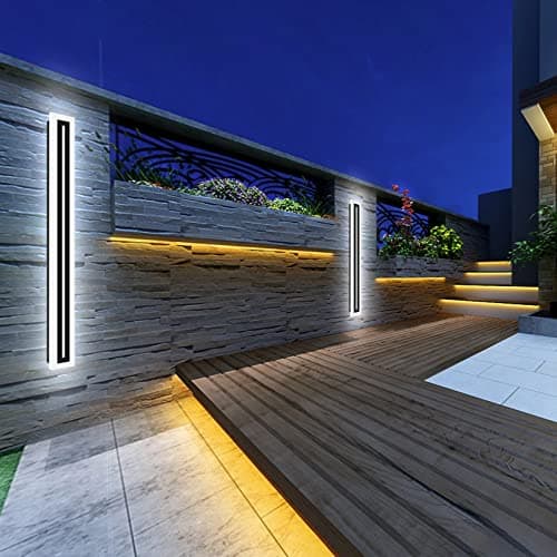 LED Long Wall Light Outdoor Wall Mounted Modern Lighting Fixture IP65 Waterproof Outdoor Wall Light, Suitable for Courtyard/Exterior Wall/Patio(6000K White Light, 23.6inch)