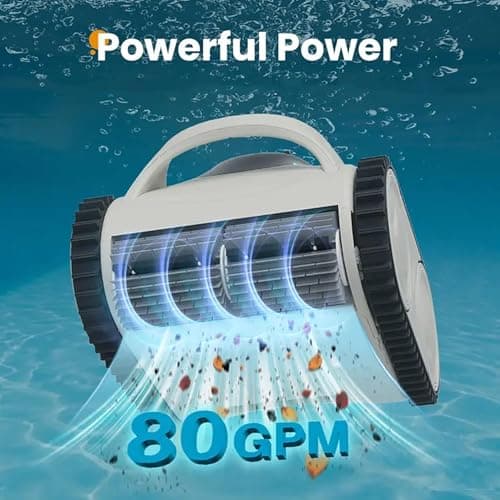Wall and Waterline Cleaning Vacuum Pool Vacuum, Cordless Pool Robot or Inground Pools, 300+L/MIN Large Suction Last 150 Mins, up to3500 sq.ft, 0-90° Wall-Climbing