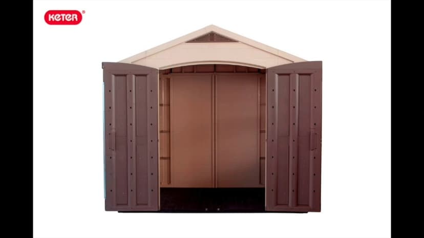 Keter Factor 8x6 Large Resin Outdoor Storage Shed for Patio Furniture, Lawn Mower, Garden Accessories Yard Tools, and Pool Toys, Taupe