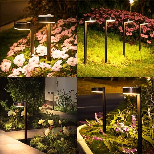 8 Pack Solar Pathway Lights - Modern Waterproof 12 LED Outdoor Solar Lights for Yard, Up to 12 Hrs