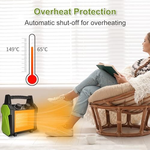 Gardtech Outdoor Heater for Patio, Electric Space heater with Overheat Protection, 1500W Fast Heat PTC Ceramic Portable Garage Heater for Workshop, Greenhouse