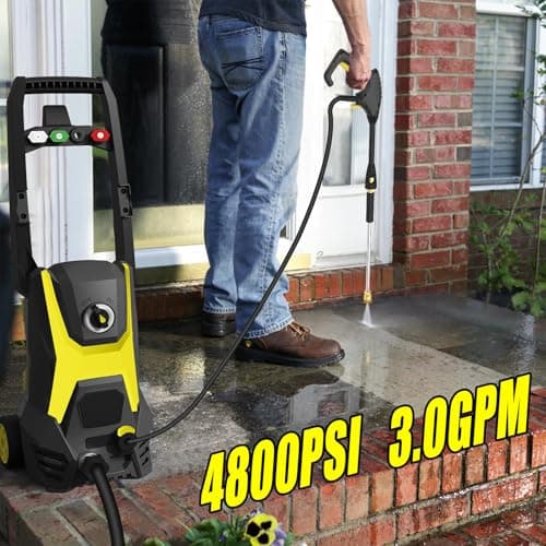 Electric Pressure Washer, 4800PSI Max 3.0 GPM Power Washer with 20FT Hose, 35FT Cord, 4 Nozzles Foam Cannon High Pressure Washer for Car Patio Garden (Black)