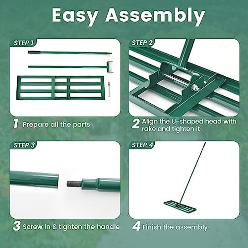 Goplus Lawn Leveling Rake, 42" x 10" Heavy Duty Level Lawn Tool w/ Ergonomic Handle for Soil, Effort-Saving Landscape Rake for Garden, Backyard, Golf Course, Farm, Pasture